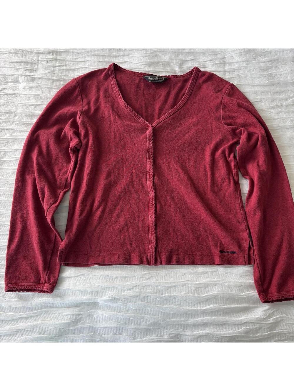 Abercrombie & Fitch Women's Red and Burgundy Shirt
